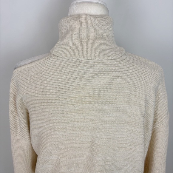 BCBGENERATION x REVOLVE Mock Neck Cutout Sweater in Ivory Champagne Size L - Picture 6 of 10